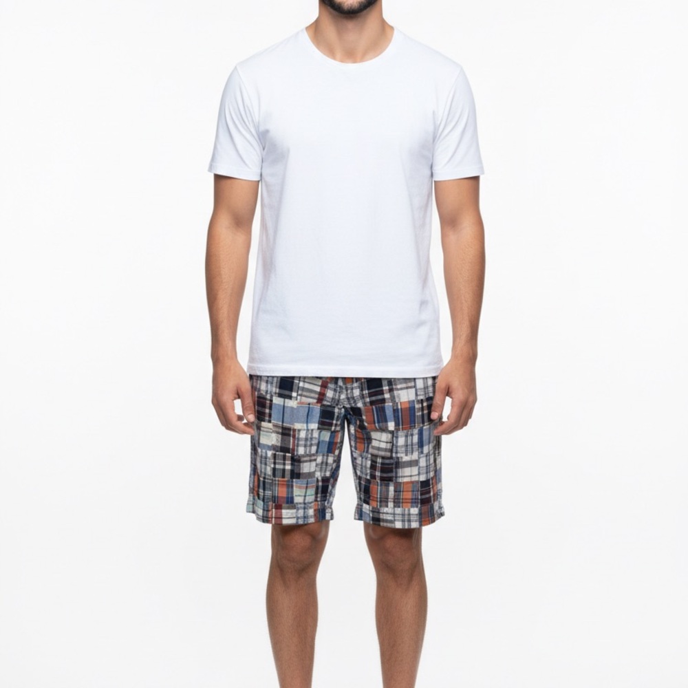 Siegfried Vintage Patchwork Plaid Preppy Madras Men's 37 Chino Golf Shorts
